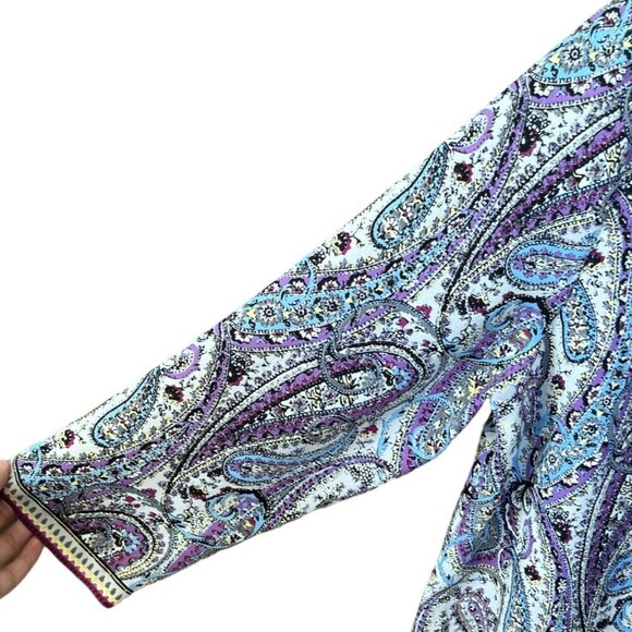 J Jill Womens Layered Paisley Blouse Size M Mature Boho Drapey Office Business - Picture 5 of 11